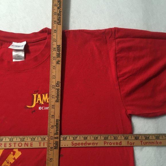 Jamaica red XL T-Shirt Short Sleeve drums graphic natives palms beach - Picture 3 of 6